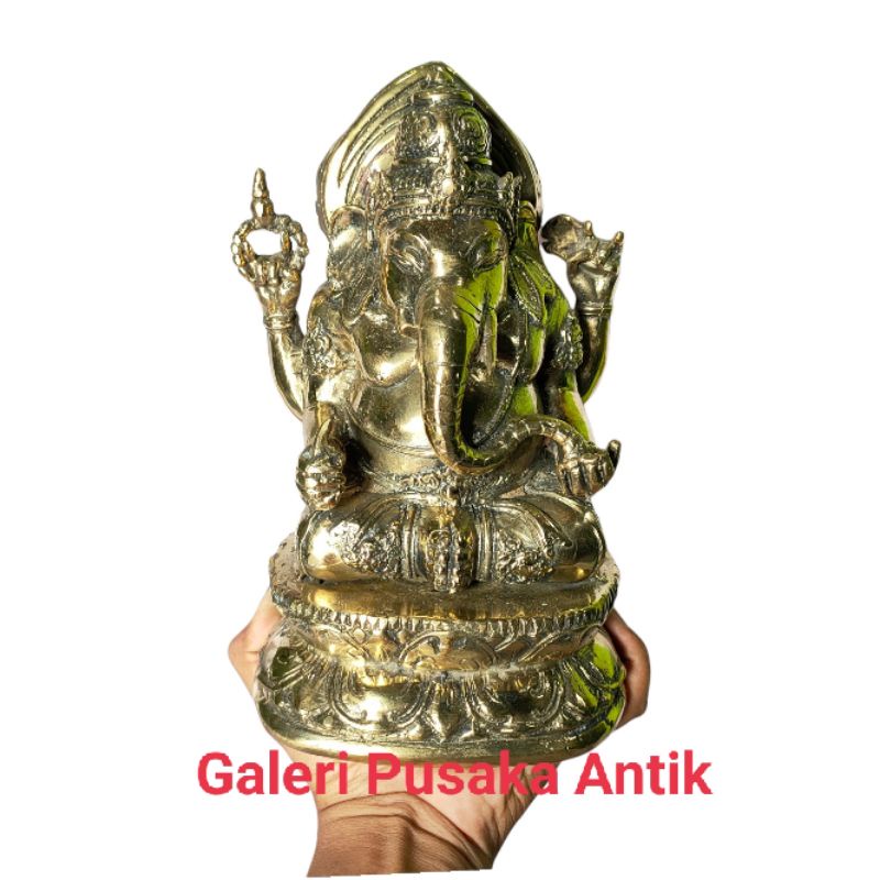 Patung Ganesha Dewa Gajah Bahan Kuningan Warna Emas Kamardikan