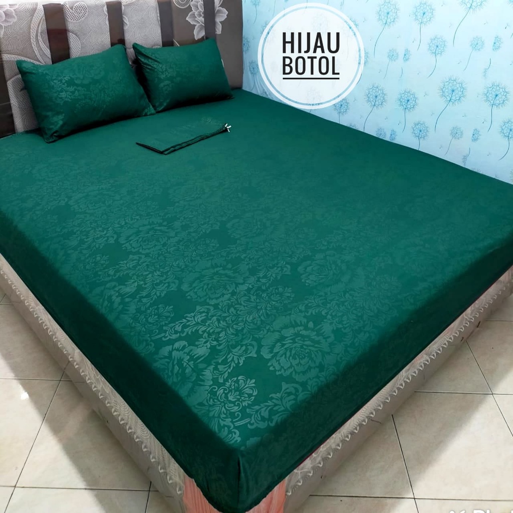 Sprei Polos Embos Hijau Tua Sprey Homemade Ukuran 120 160 180 Single Qween King Aestetic