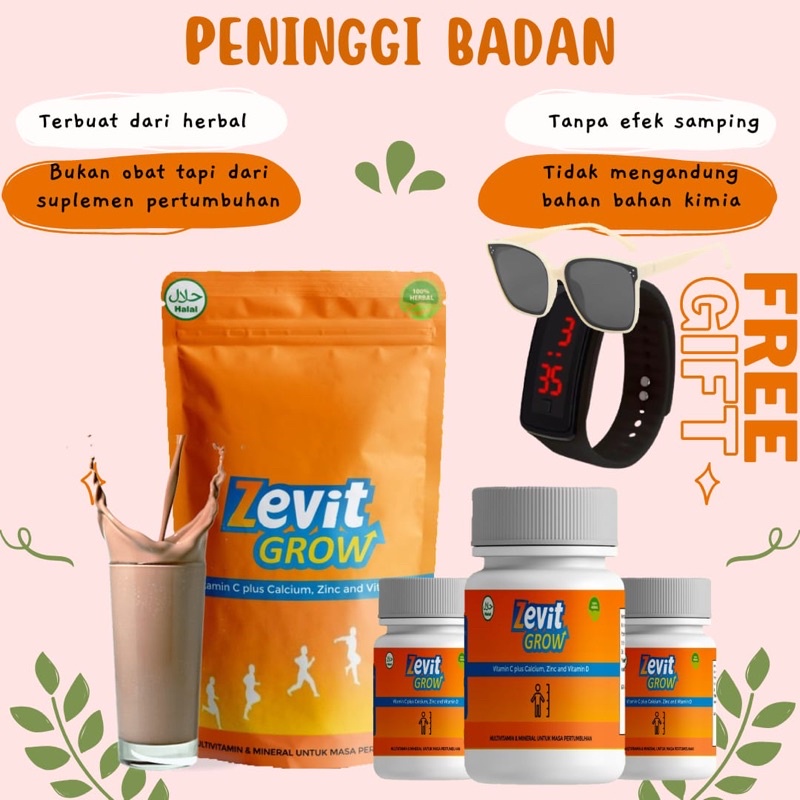 (FREE GIFT) ZEVIT GROW SUSU PENINGGI BADAN DAN KAPSUL PENINGGI BADAN TERBAIK ORIGINAL , PENINGGI BAD