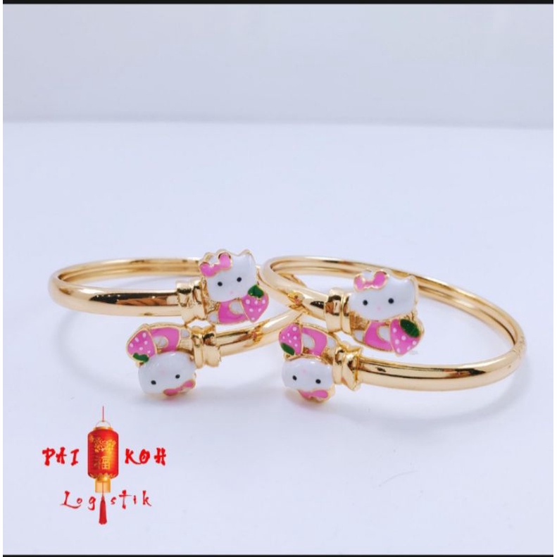 xuping gelang tangan anak perempuan motif 2 hellokitty pink dan merah 1-4 tahun motif random