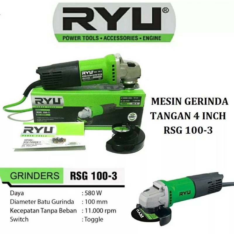 RYU RSG 100-3Mesin Gerinda Tangan 4&quot; Angle Grinder 4 inch RYU RSG 100-3