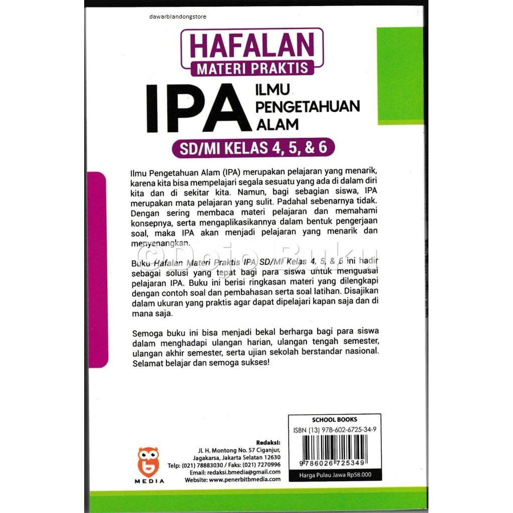 Buku Hafalan Materi Praktis Ipa Sd Mi Kelas 4 5 6 Shopee Indonesia