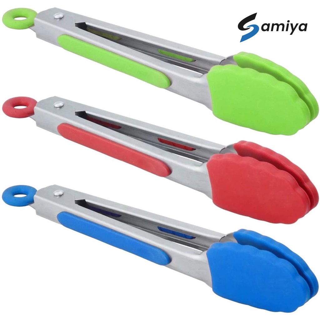 food tong set 3in1 / capitan penjepit makanan / pencapit capitan silicone stainless / jepitan set