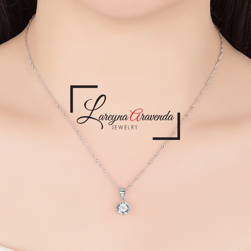 Kalung Titanium &amp; Liontin Kristal Model Big Crystal KL012