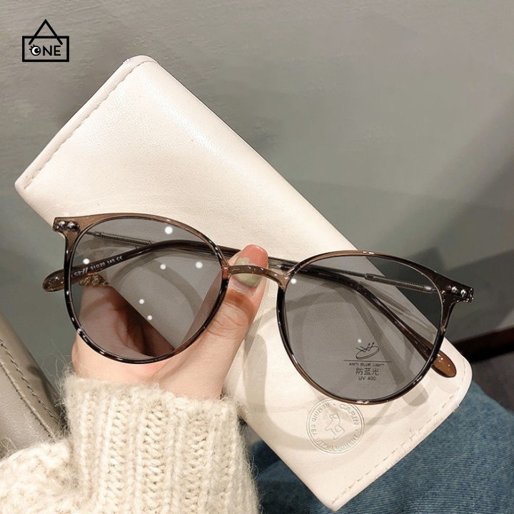 COD❤️Kacamata Anti Radiasi Photochromic Bentuk Bulat Anti Blue Light Bahan Metal Gaya Korea Untuk Pria Dan Wanita Photocromic