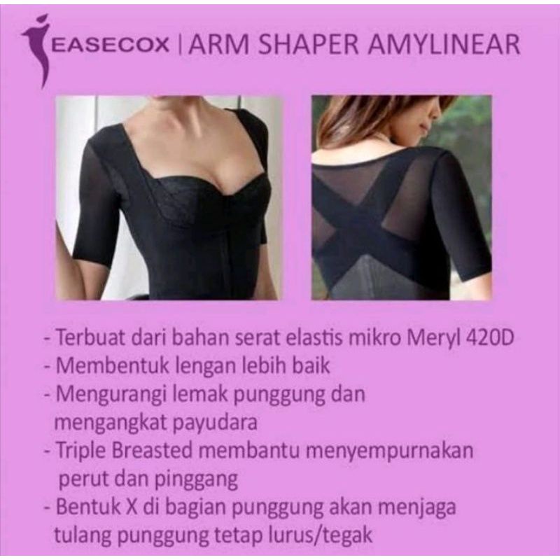 Easecox -FG478 Meryl Arm Shaper Short Sleeves Black