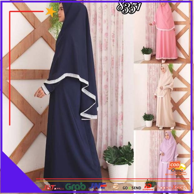 ❤BISA COD❤ ` HITJAB Baju Gamis Syari Syar’i Set Baju Gamis Wanita 8351 `