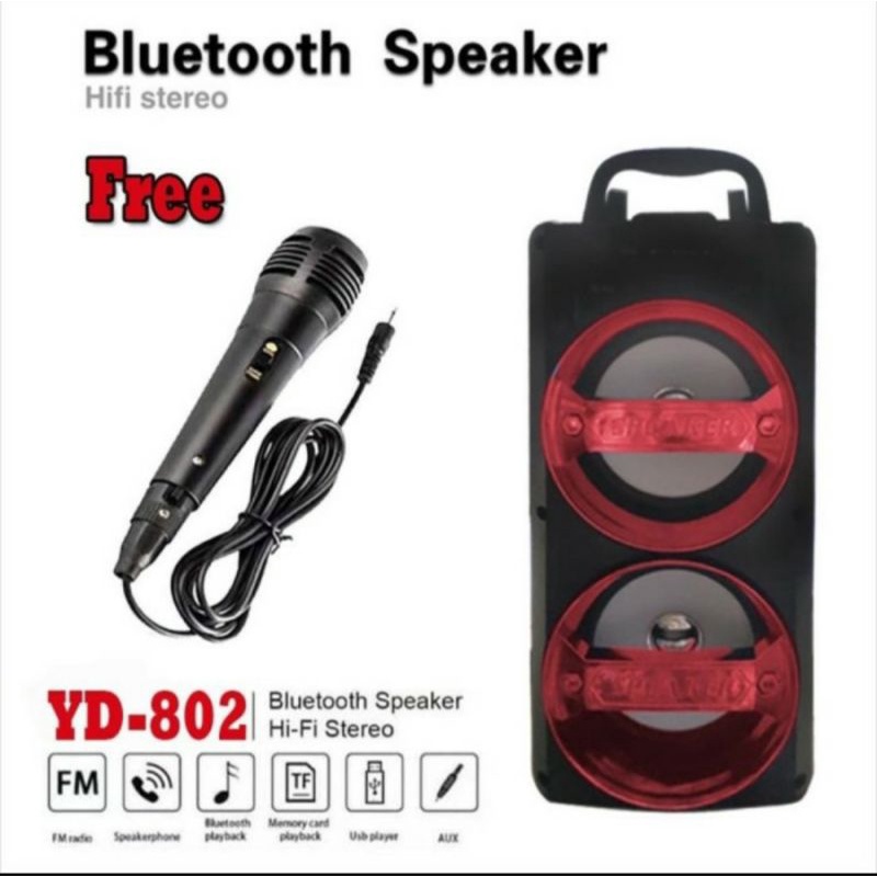 SPEAKER BLUETOOTH KARAOKE YD- 802 free mic -hitam