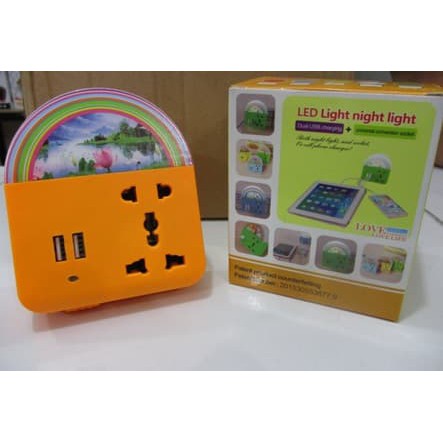 Lampu LED Light Night Light Dual USB Charging + Socket Universal TOP***