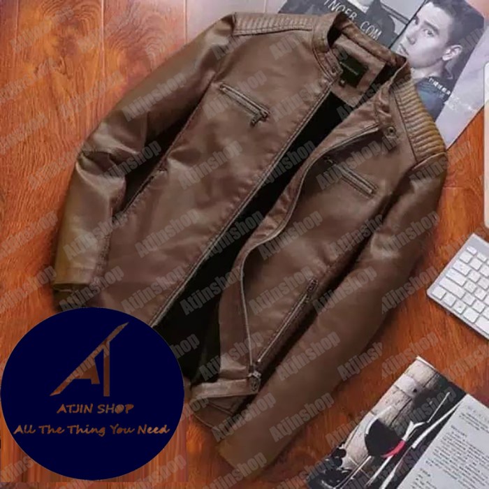 Jaket Kulit Motor Pria Wanita Model Oscar Steal Exclusi - Hitam, M