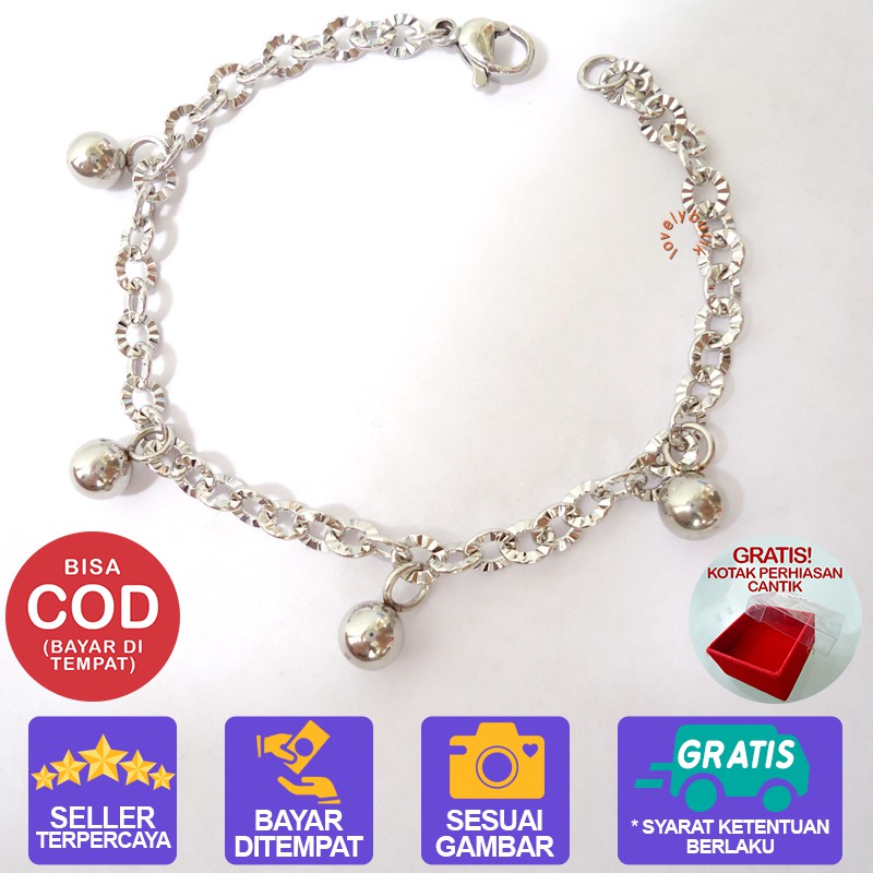 Lovelybutik Gelang Anak Titanium Asli Anti Karat BolA2 Gelang Tangan Anak Rantai Nori donat Ukuran 15 Cm BONUS KOTAK PERHIASAN