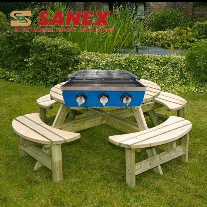 Kompor Panggang 3 Tungku Sanex KP03 -  Kompor Gas untuk Panggang Sosis Sate BBQ Grill