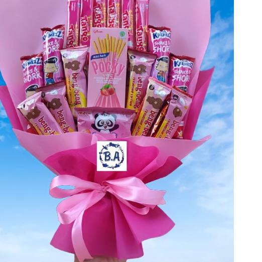 

Gratis ongkir|SQ17|(S) BUKET PINK CANTIK POCKY/Anniversary/bingkisan Snack Ulang Tahun/Ultah/Wisuda