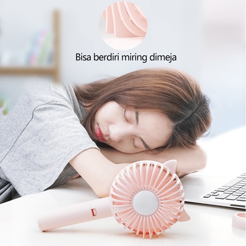 ADA LAMPU TIDUR DAN HOLDER HP / BATERAI 1200 mAh REAL / Kipas Angin Mini Portable Kipas Tangan Meja Genggam USB Fan N10