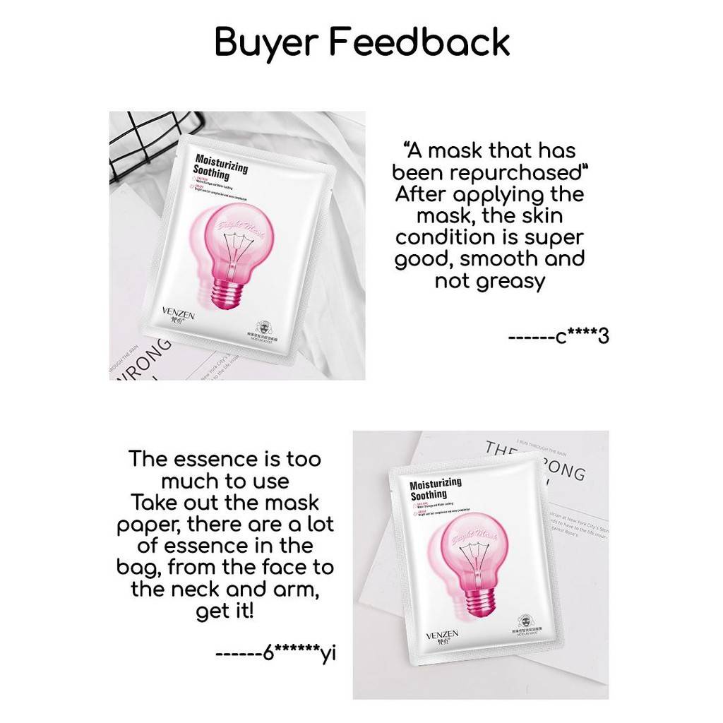 Venzen Light Bulb Mask Masker Pelembab Wajah Bohlam Bola Lampu
