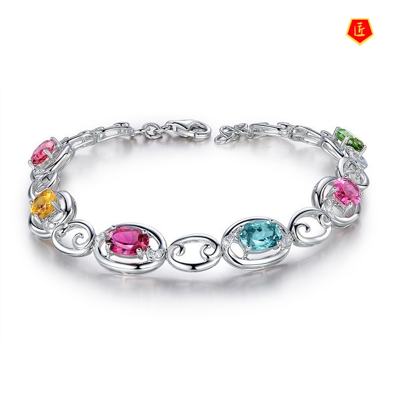 [Ready Stock]Elegant Creative Colored Gems Ruby Bracelet