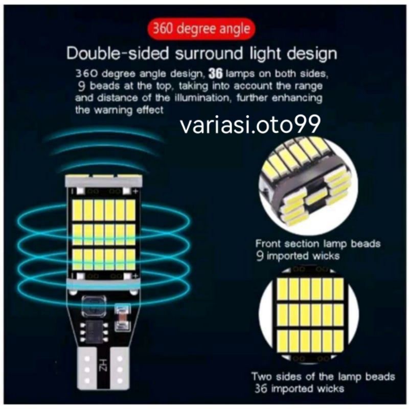 Lampu LED Mundur T15 T10 W16W Canbus 45LED