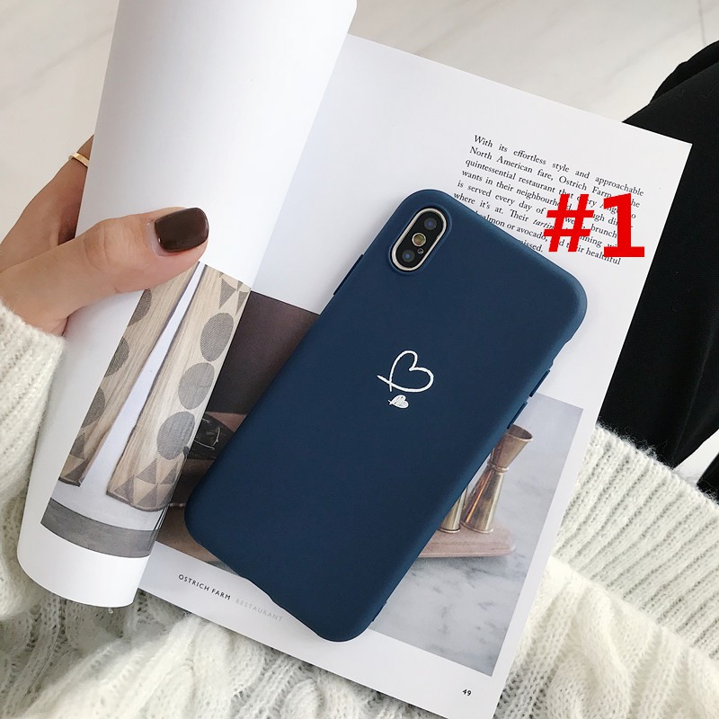 Oppo A53 2020 Reno 4 A33 2020 A92 A52 A33 2020 A11K  A31 A91 Reno 3 A12 A9 A5 2020 A11 Reno 2F Realme C15 C11 C1 A3s F9 F9pro F5 F1s A39 A83 A57 A37 A71 A7 Matte Heart Navy Blue Soft TPU Case-2