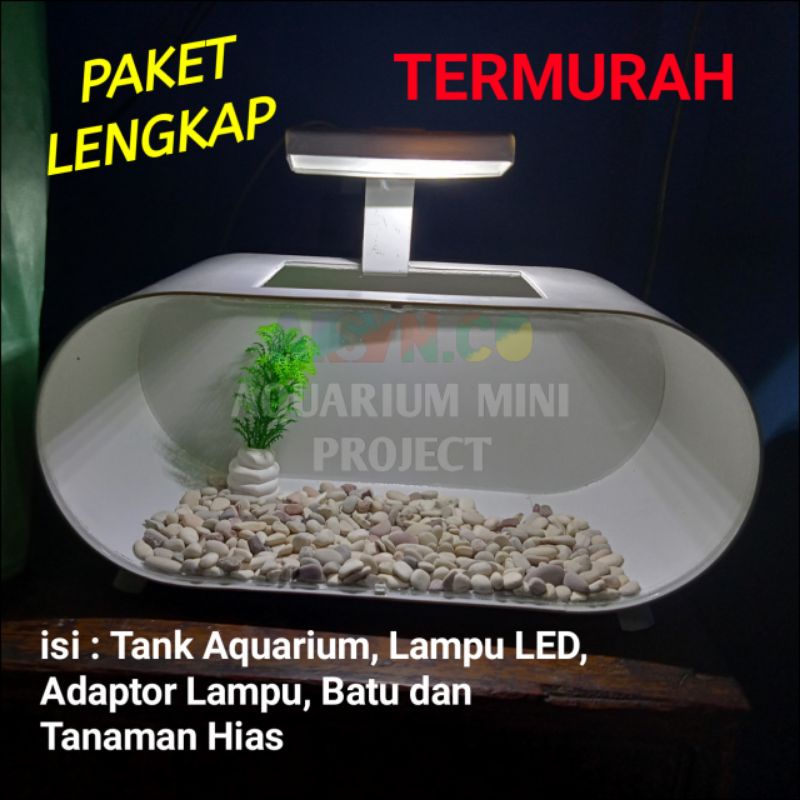 Aquarium Mini ikan cupang aquarium ikan guppy ikan kecil aquarium mini lampu led lampu akuarium lamp