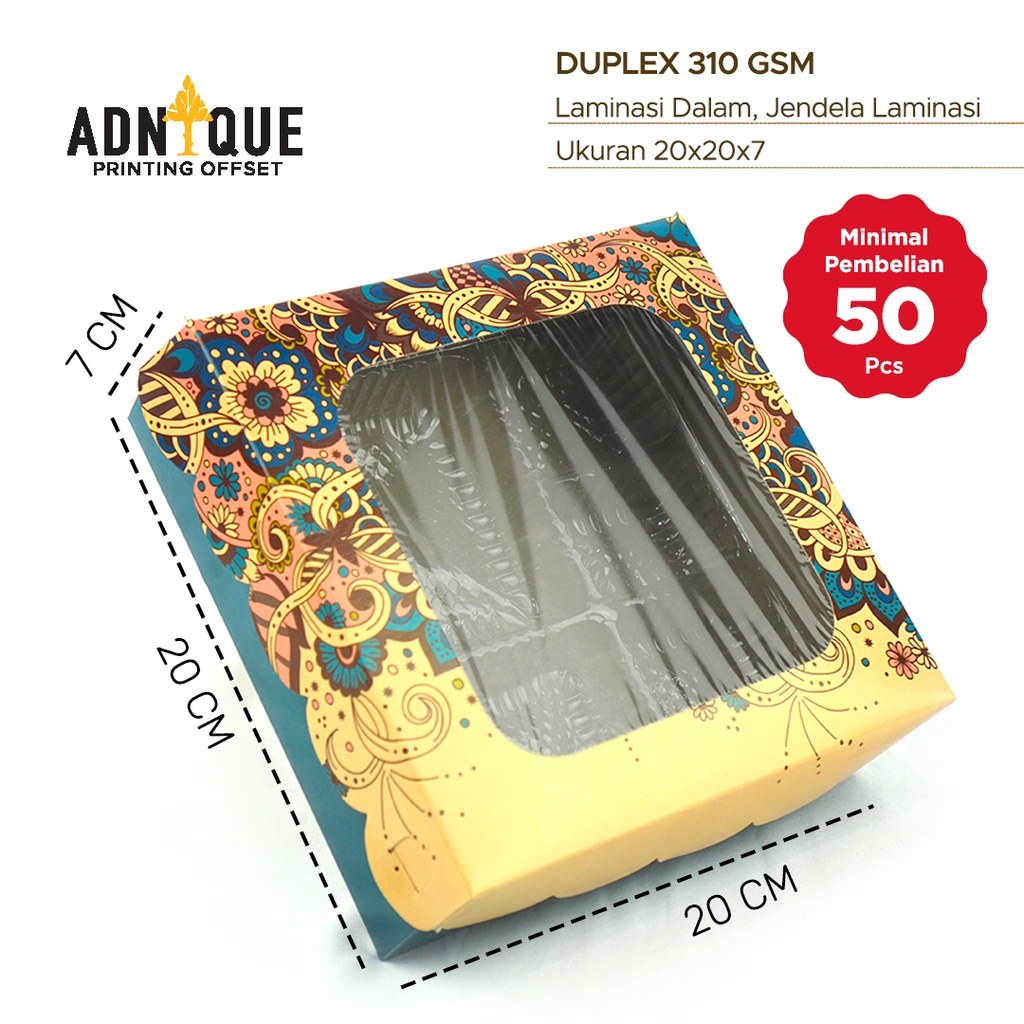 

Paket 50 Pcs Dus Kotak Nasi Motif TOSCA BATIK Jendela Mika Ukuran jadi P20 L20 T7