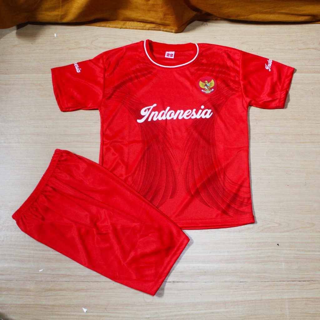 Setelan baju bola timnas indonesia 1-14thn