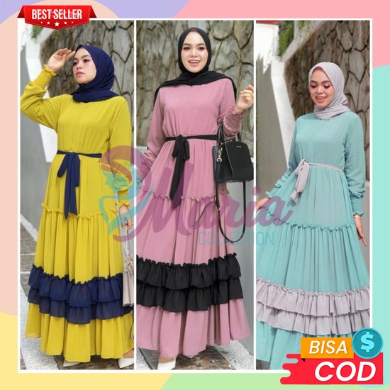 Baju Gamis Wanita Syar'I Muslim Dewasa Gamis Wanita Sultan Modis Lebaran 2021 Terbaru Rayola Basic Long Dress - Gamis Syari Mewah Model Sultan Rempel Susun Dewasa Atau Ibu Ibu Terlaris