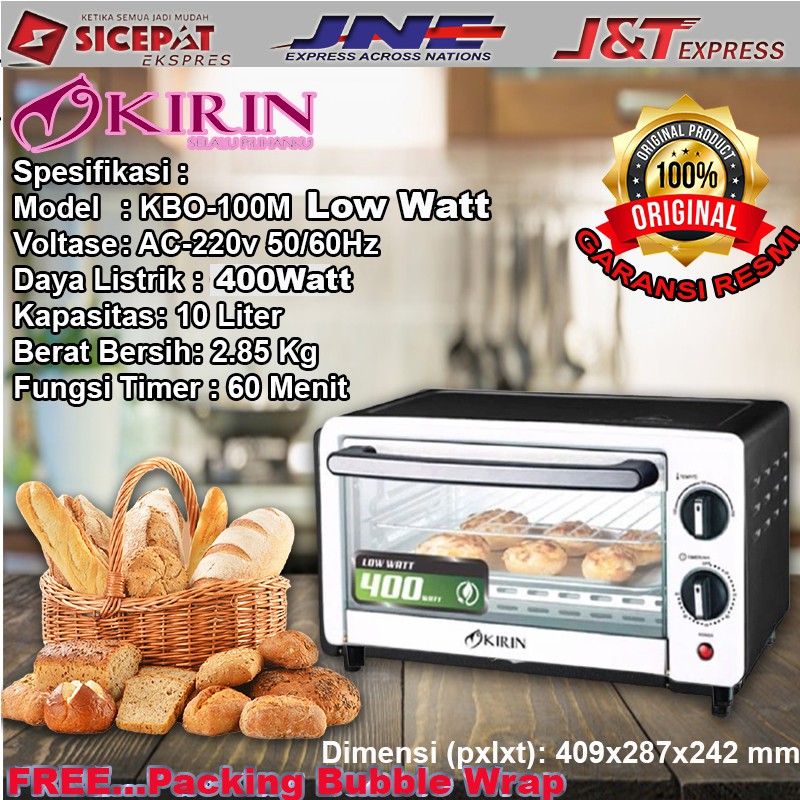 Oven KIRIN 10L KBO100M LW Low 400 Watt Alat Pemanggang daya listrik rendah