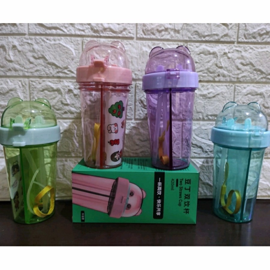 

NEW ARRIVAL//Botol Minum Anak Dua Sekat 420ml//Botol Minum Couple Anak