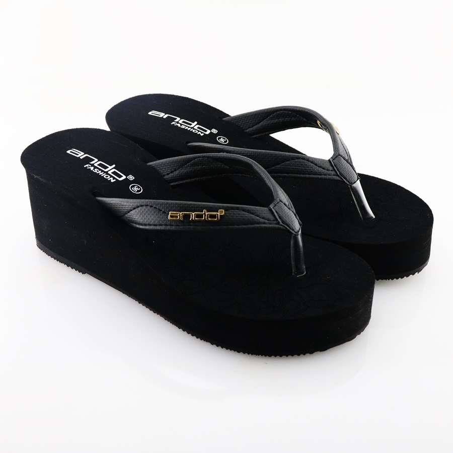 Ando Senorita HItam - Sandal Wedges Wanita Ando Surabaya