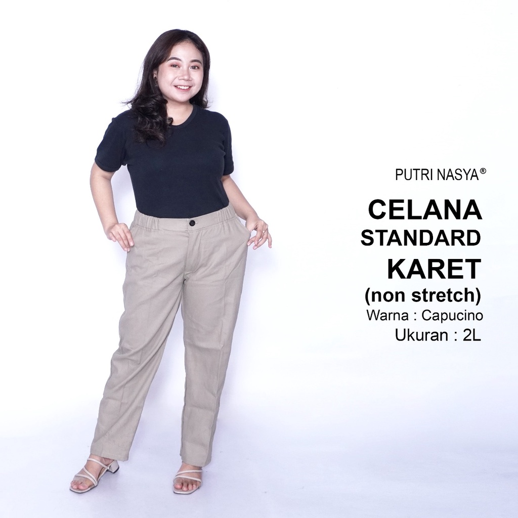 Celana Kerja Kantor Standard Karet (NON STRETCH) Jumbo Wanita / Celana Wanita Super Big Size / Celana Bahan Formal Seragam Wanita Big / 8L,6L,5L,4L,2L,XL, all size / Celana Karet Kekinian Model Terbaru Trendy / Celana Katun Kerja Kantor Super Big Wanita