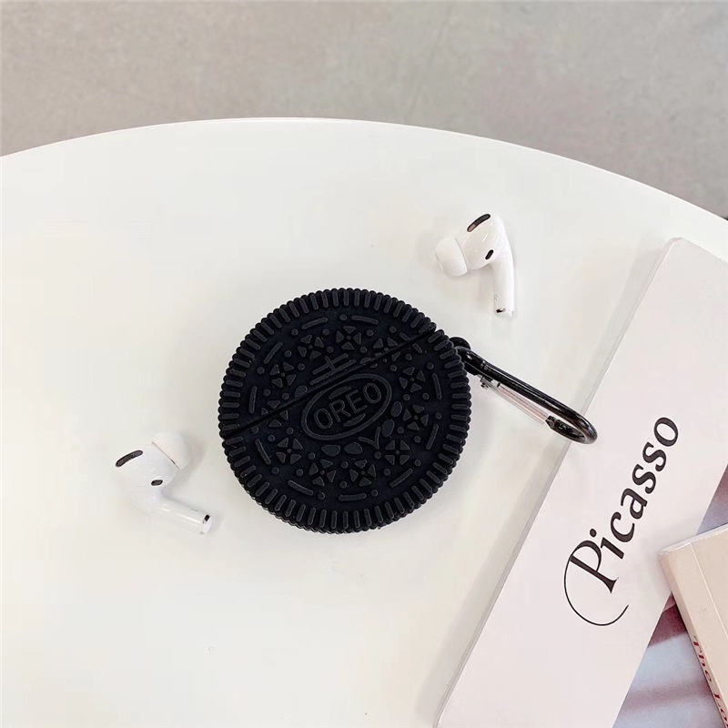 Soft Case Silikon Hitam Cookies Shockproof Cover Airpods 3 1 2 3 Pro i12 i13 Inpods 12 i10 i11 i9s