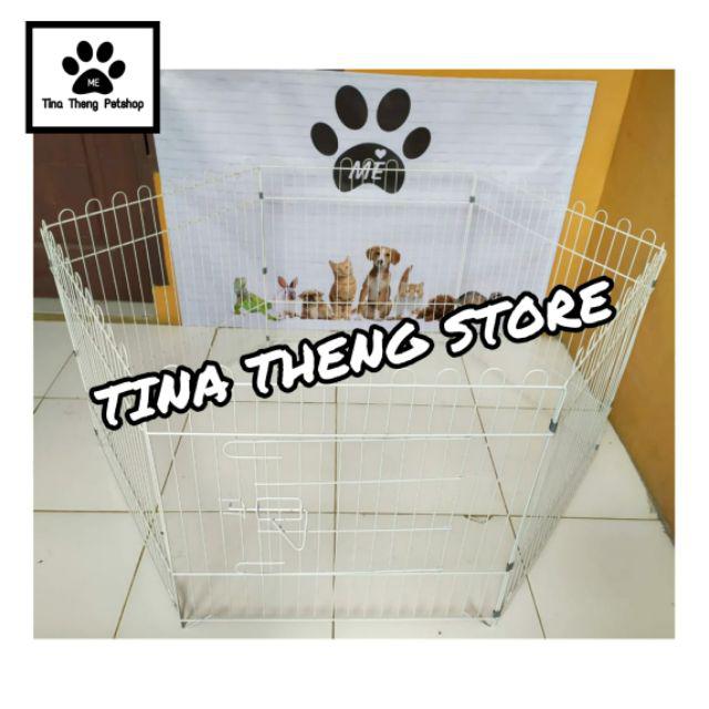 Kandang Anjing Kura Kura Kelinci PAGAR LIPAT 6 SISI 60X60cm-Putih