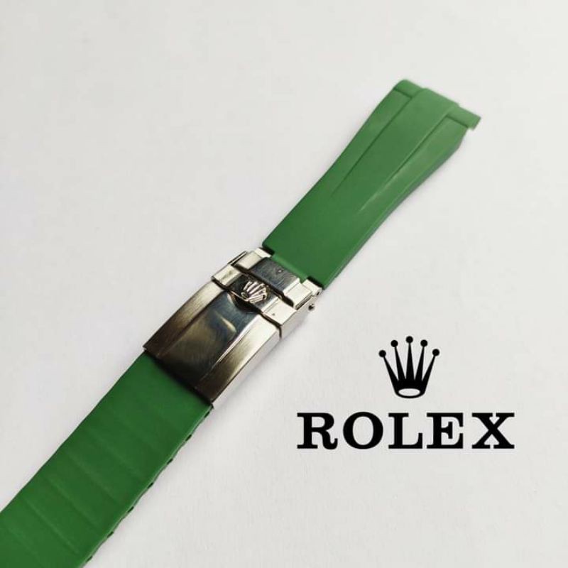 STRAP ROLEX TALI JAM ROLEX RUBBER FULL SET 20MM GREEN