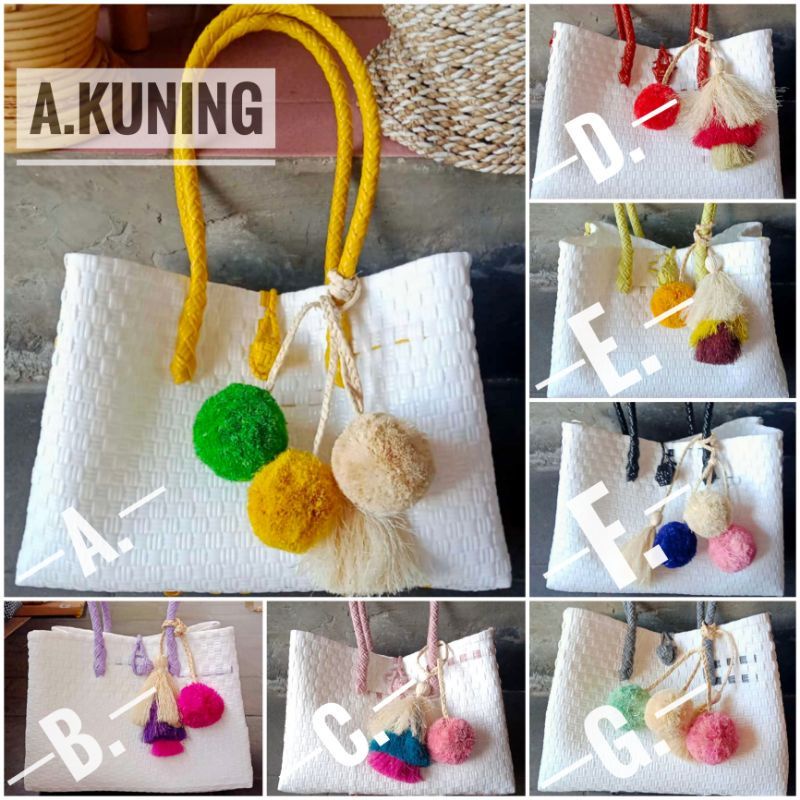 Tas Jali / Jally Bag /Tas anyaman Putih Kombinasi