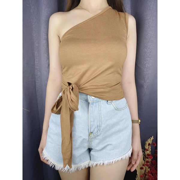 One shoulder Tie Rope Crop Top / Ikat Tali Pita / Atasan Wanita / VIMEL COLLECTION