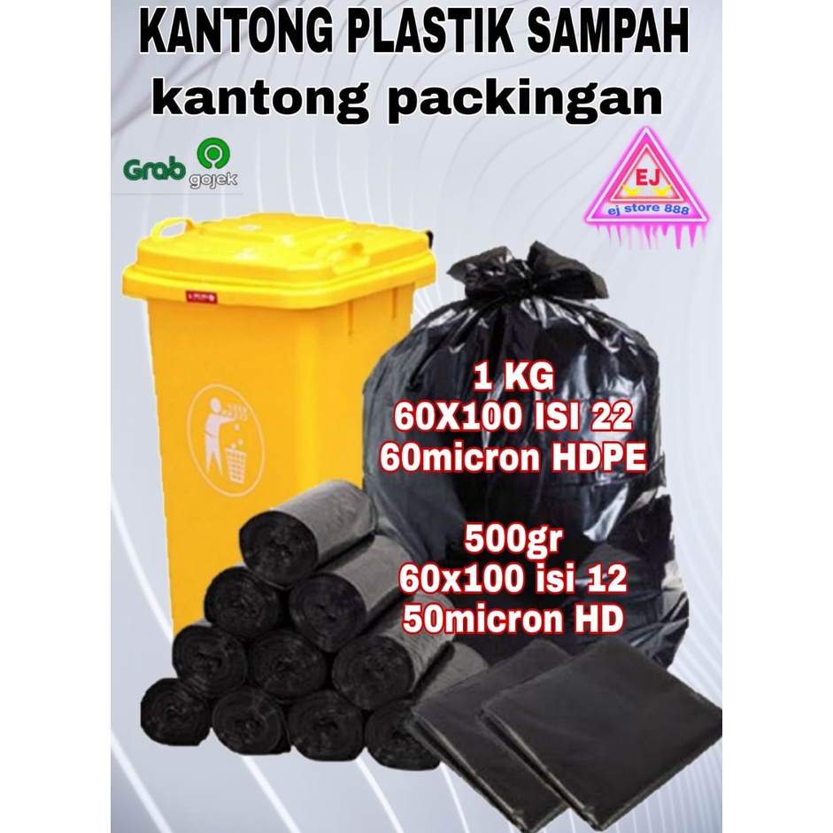 1KG KANTONG PLASTIK SAMPAH TRASH BAG HDPE 60X100 CM