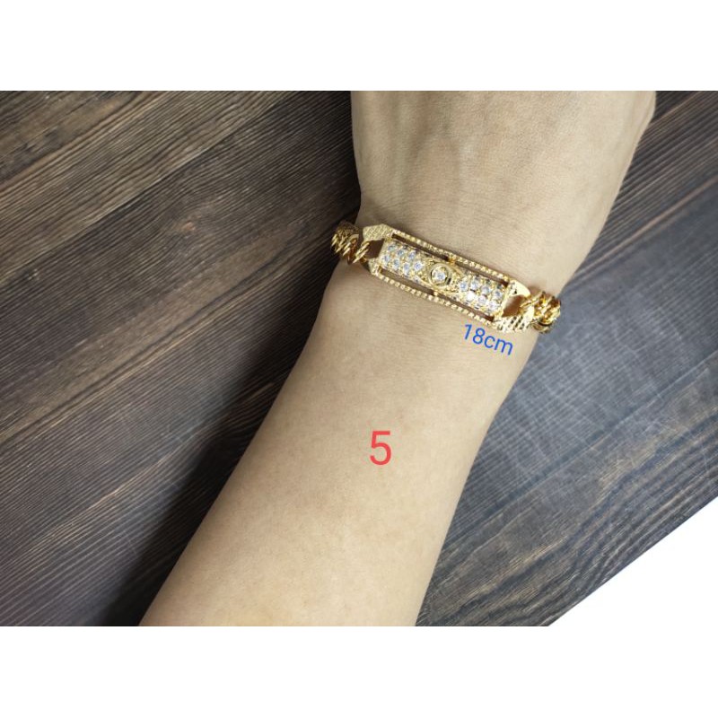 Fifi Fashion Gelang Double Ring Ukir Kombinasi Plat Model Perhiasan Lapis emas