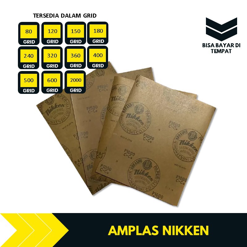 Amplas Ampelas Nikken Kertas Amplas Lembaran Halus Sedang Kasar TBMS789