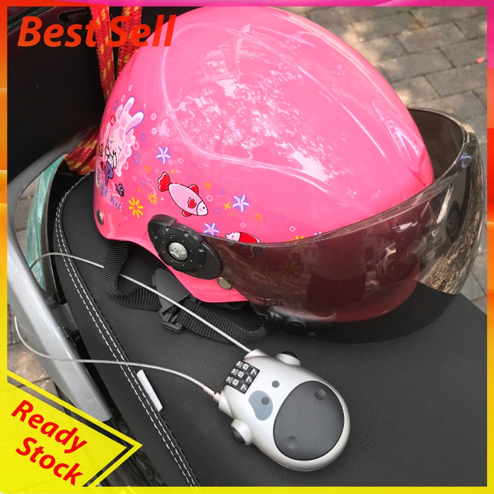 Cartoon Cow Anti Theft Bicycle Helmet Password Lock Portable Bike Padlock