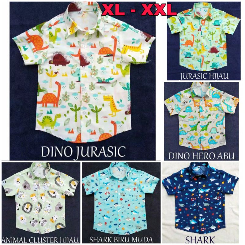Baju Kemeja Lengan Pendek Anak XL XXL 5 7 8 9 Tahun Laki Laki Perempuan Cowok Cewek Pesta Casual