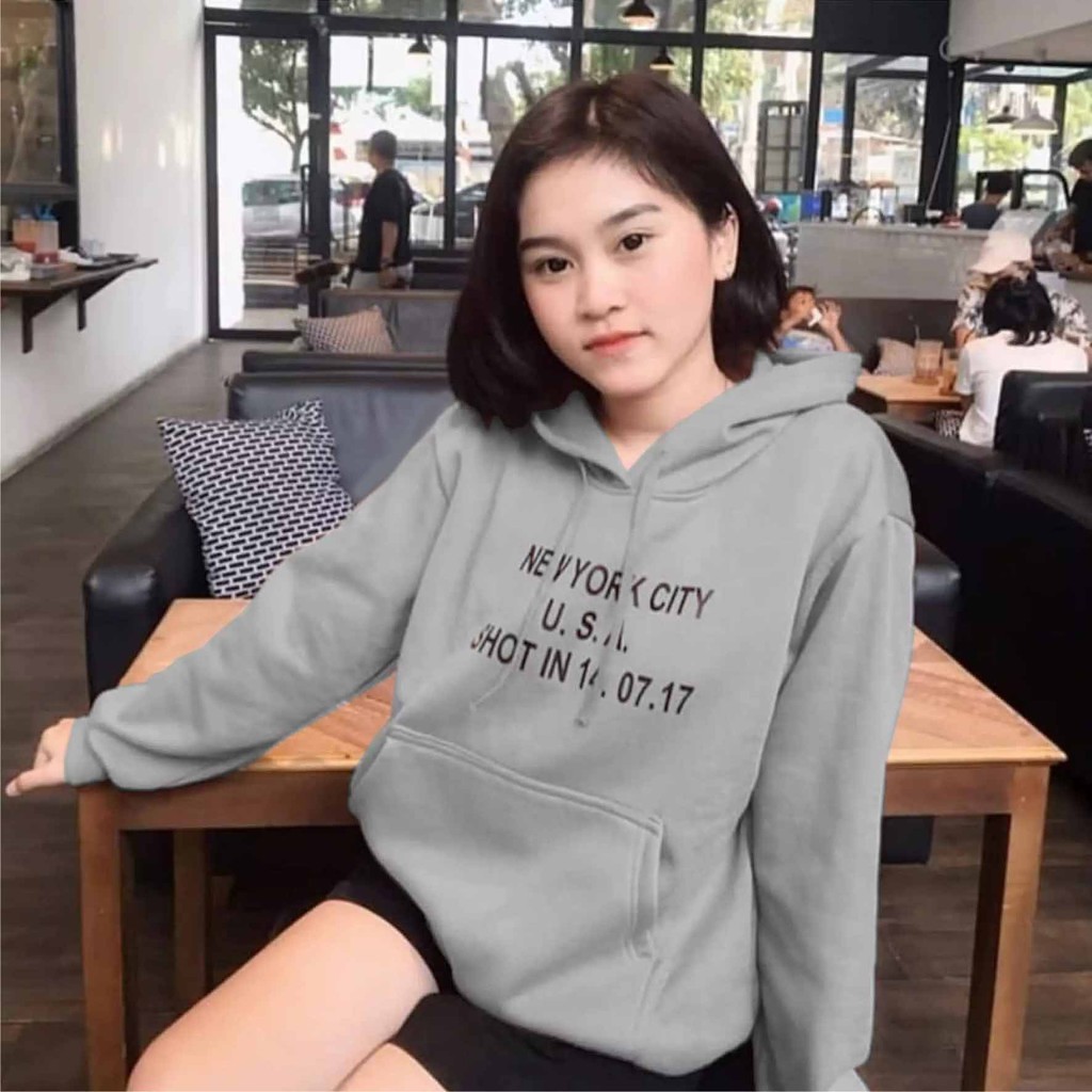 FenishaStore New York City Sweater Hoodie Wanita Size M, L, XL, XXL Bisa Bayar Ditempat COD