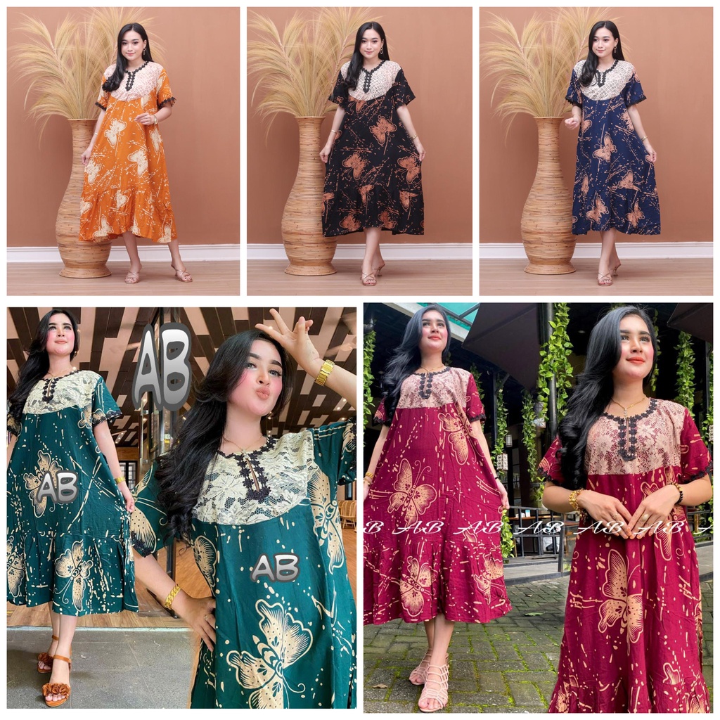 daster arab terlaris kekinian motif kupu mix brukat daster murah rapih cantik rayon premium busui