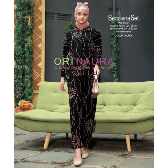 ONE SET 2in1 SANDIANA (ATASAN  + CELANA ) / PIYAMA RAYON / PJAMAS TIE DYE / SETELAN WANITA KEKINIAN