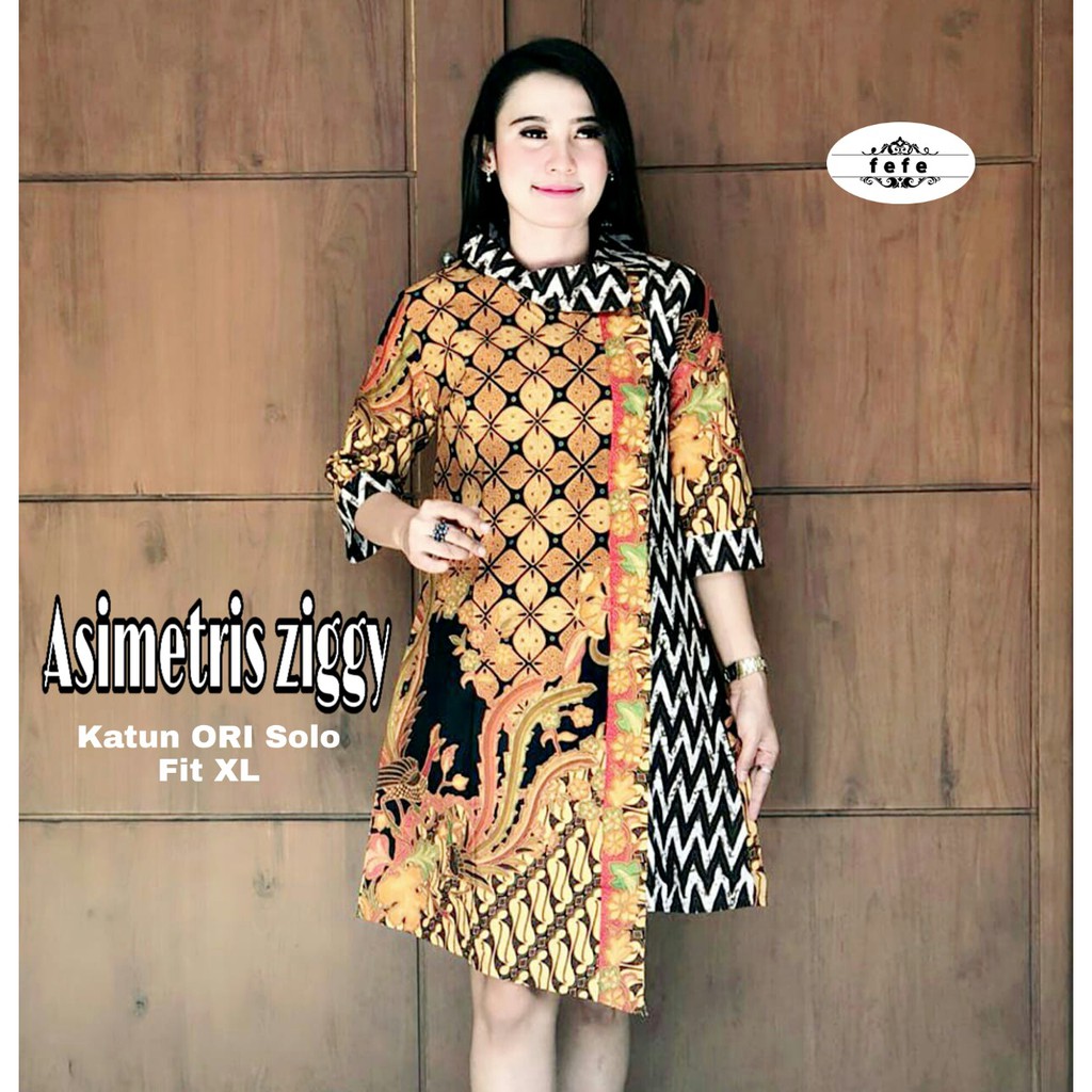 Baju Batik Wanita Model Tunik Katun Ori Solo Tunik Asimetri Ziggy Shopee Indonesia