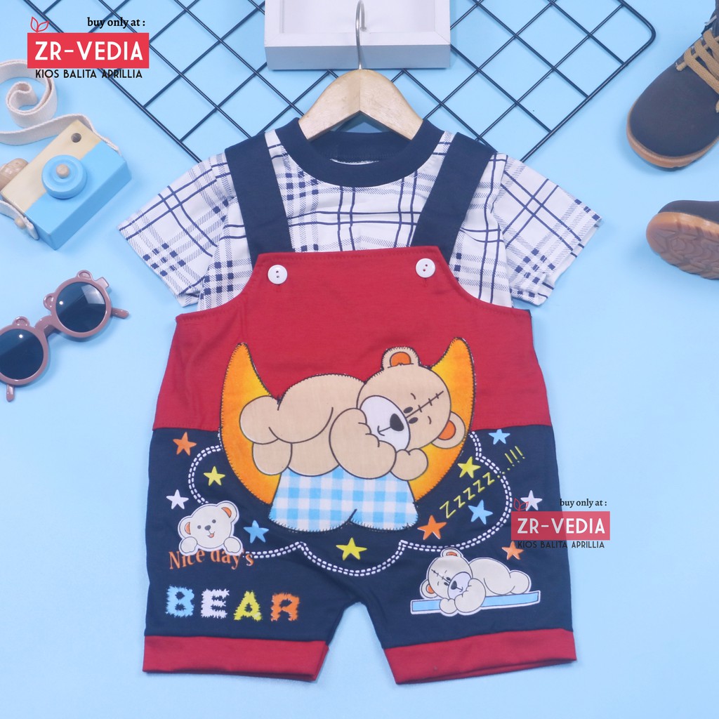 (SNI) Celana Kodok Kaos uk Bayi 3-18 Bulan / Baju Bayi Laki Perempuan - Setelan Anak - Overall Baby + Kaos