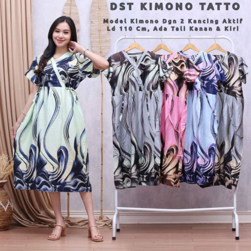 DASTER KIMONO LD 100-110 DADA KANCING TALI SAMPING BAHAN RAYON SANTUNG BERKUALITAS.