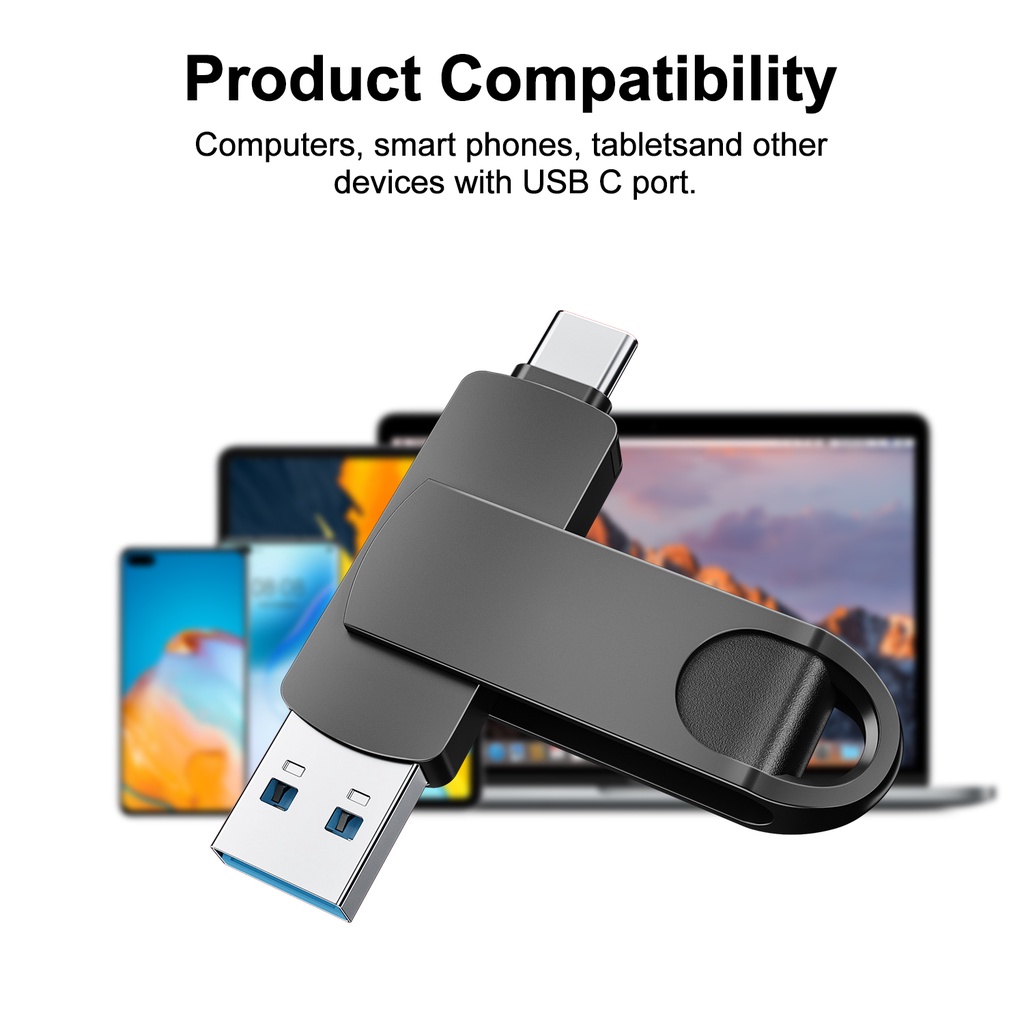 Flashdisk OTG USB Tipe c 2 in 1 Bahan Metal Untuk Android / Laptop