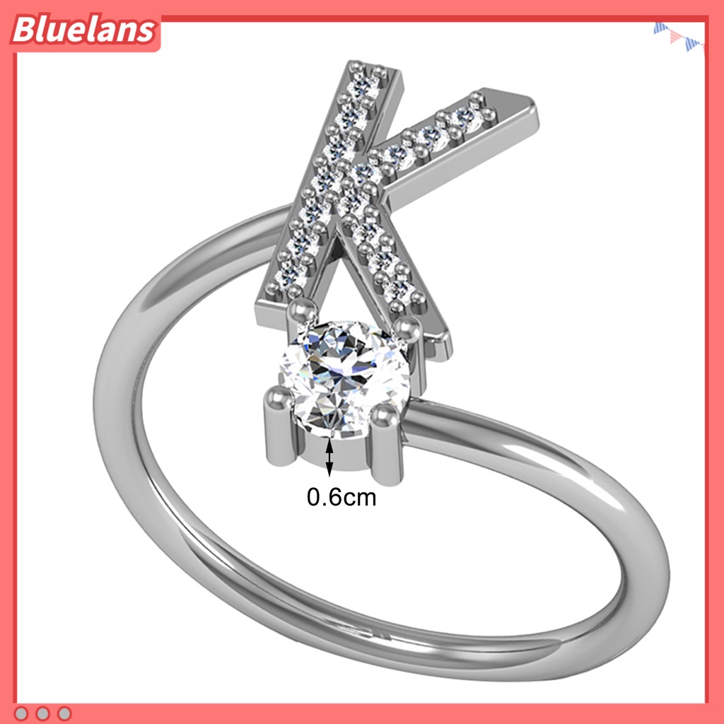 Bluelans Cincin Tembaga Terbuka Adjustable Desain Huruf Untuk Wanita