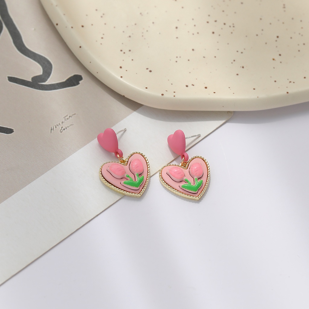 Anting Tusuk Motif Bunga Tulip Simple Trendy Untuk Wanita