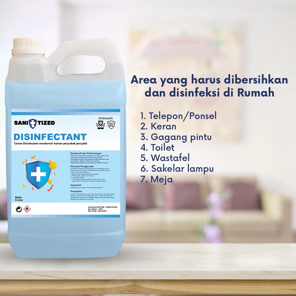 DISINFECTANT 5 LITER CAIRAN DISINFEKTAN SIAP PAKAI PEMBUNUH KUMAN, VIRUS &amp; BAKTERI